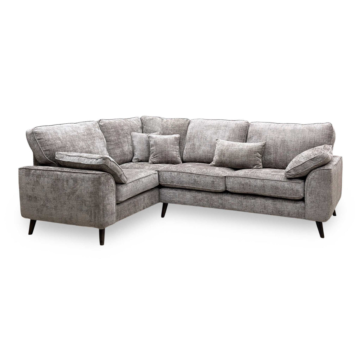 'Theodore' Mink Woven Fabric Left Hand Facing Corner Sofa