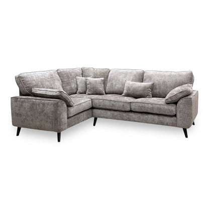 'Theodore' Mink Woven Fabric Left Hand Facing Corner Sofa