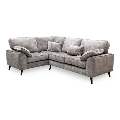 'Theodore' Mink Woven Fabric Left Hand Facing Corner Sofa