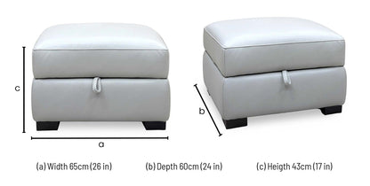 World of Leather 'Nova' Light Grey Leather Storage Footstool