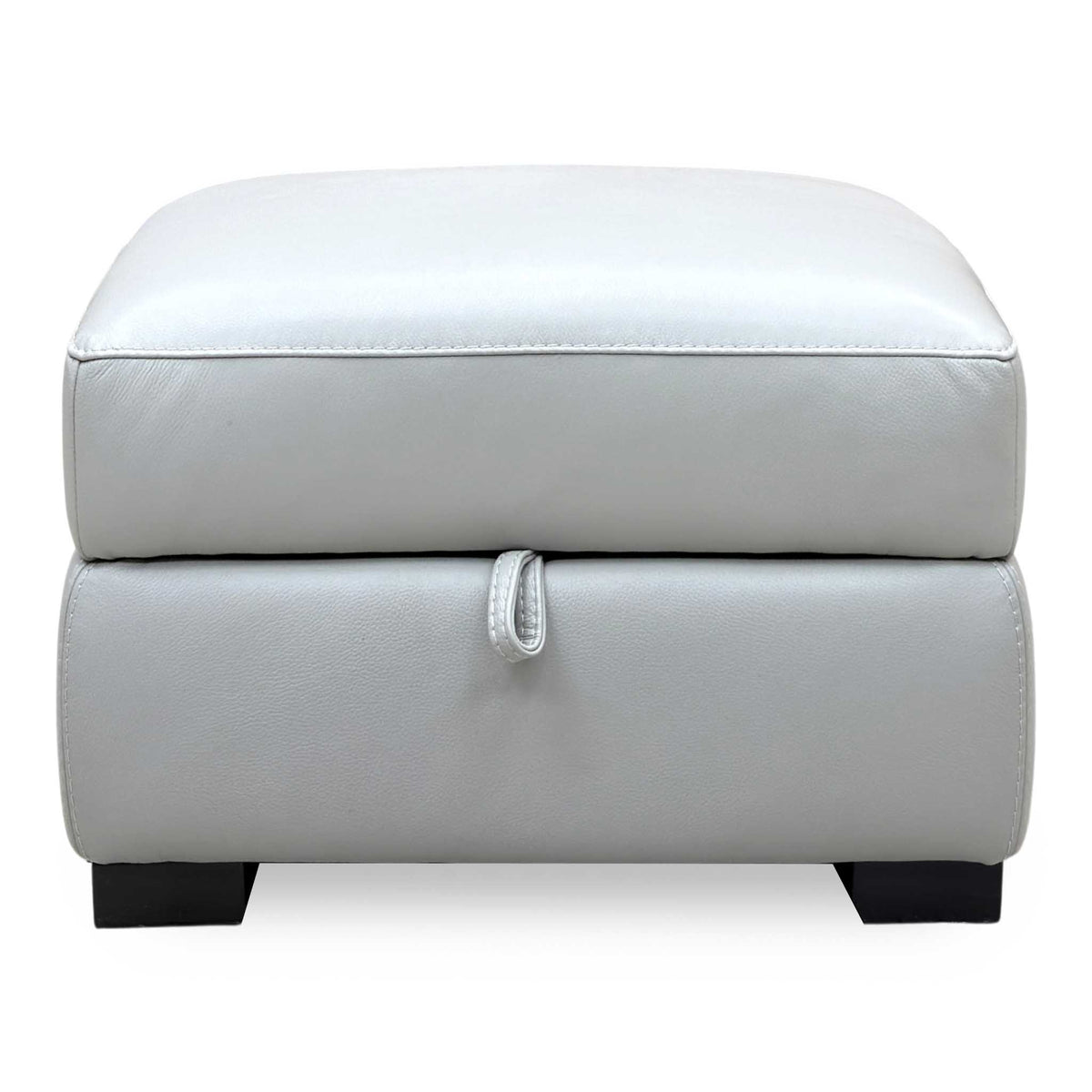 World of Leather 'Nova' Light Grey Leather Storage Footstool