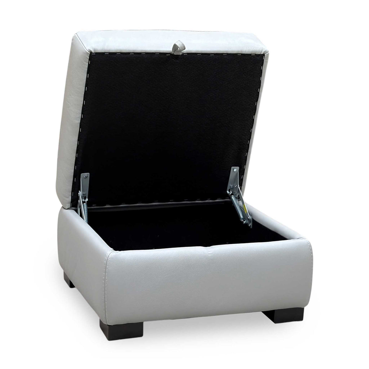 World of Leather 'Nova' Light Grey Leather Storage Footstool
