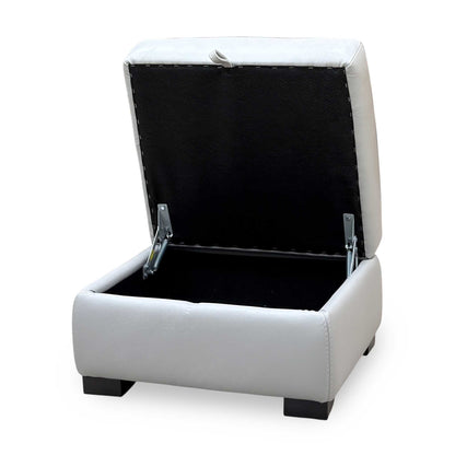 World of Leather 'Nova' Light Grey Leather Storage Footstool