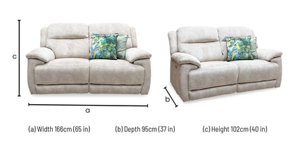 'Touch' Bfa-Bnn-R26 Cream Velvet Fabric 2 Seater Power Recliner Sofa