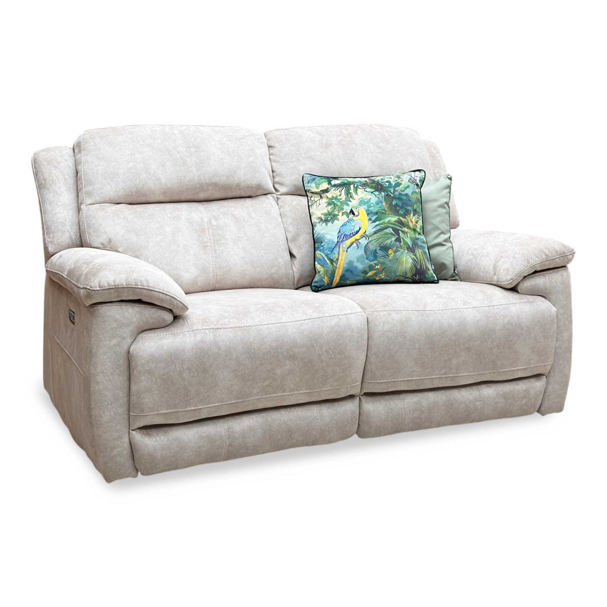 'Touch' Bfa-Bnn-R26 Cream Velvet Fabric 2 Seater Power Recliner Sofa