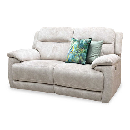 'Touch' Bfa-Bnn-R26 Cream Velvet Fabric 2 Seater Power Recliner Sofa