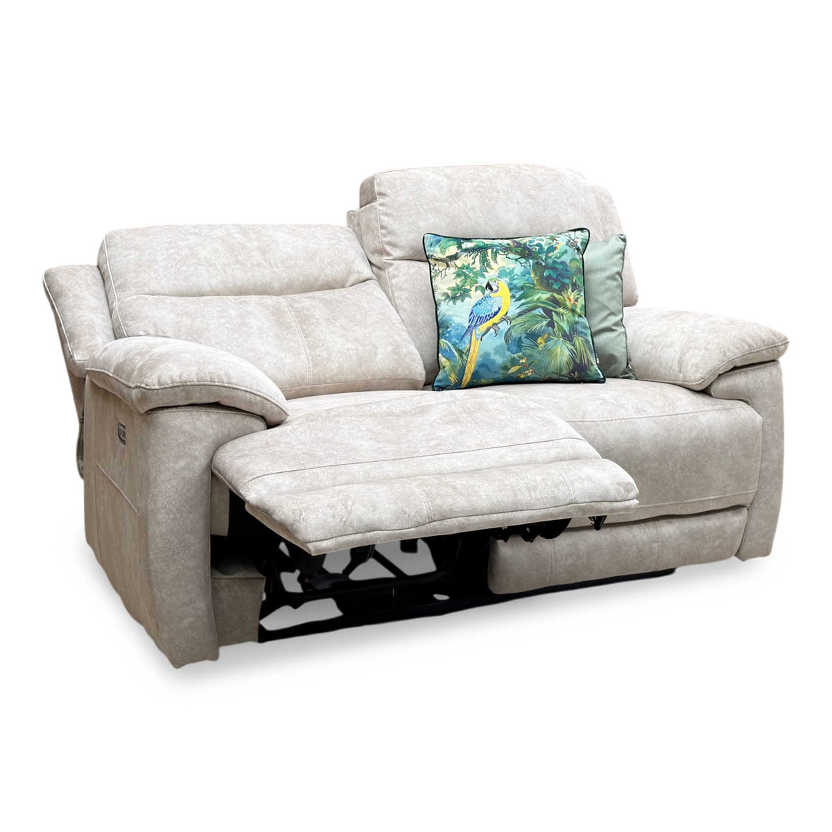'Touch' Bfa-Bnn-R26 Cream Velvet Fabric 2 Seater Power Recliner Sofa