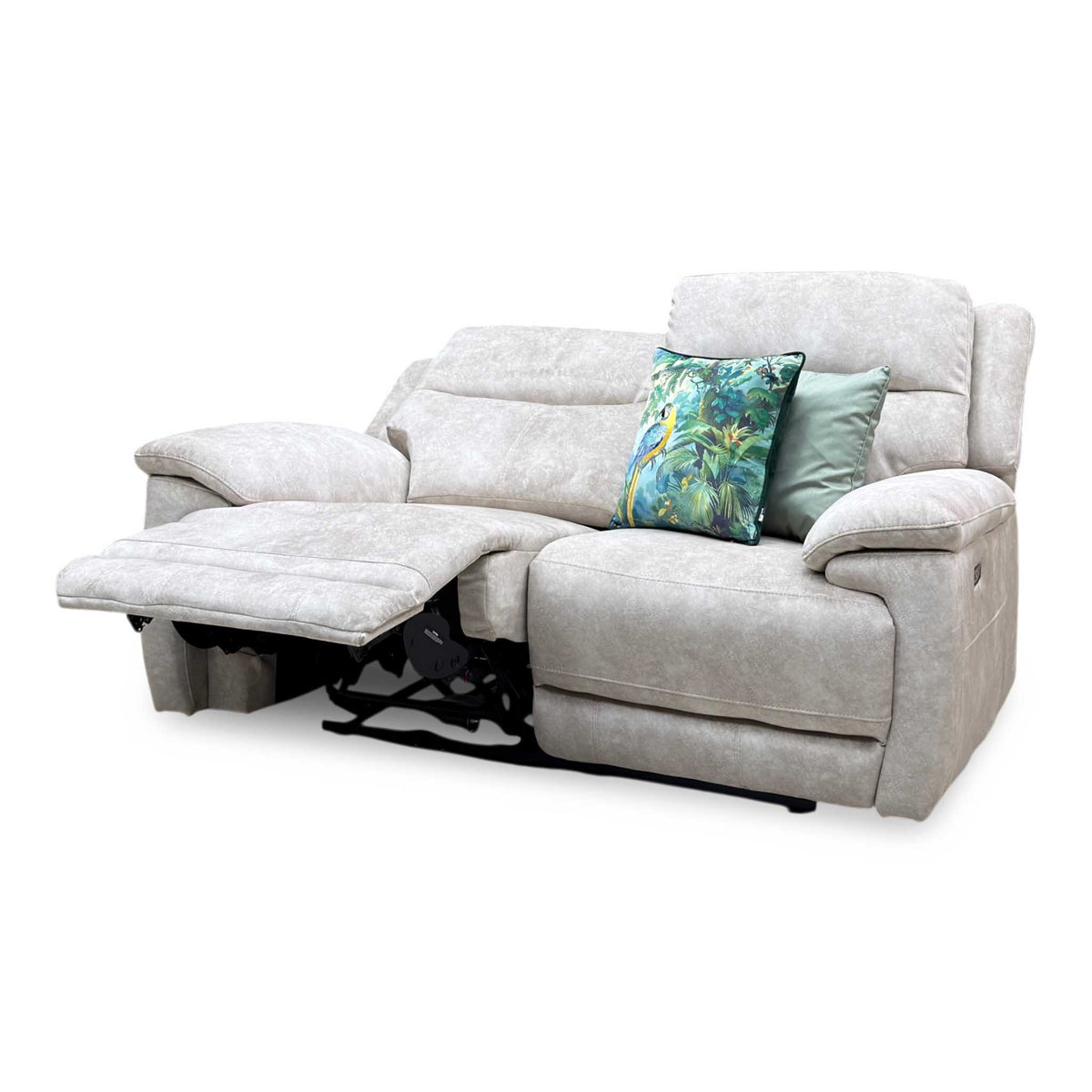 'Touch' Bfa-Bnn-R26 Cream Velvet Fabric 2 Seater Power Recliner Sofa