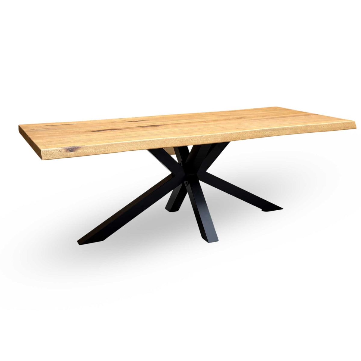 Bodahl ‘Njord’ 1 Oil Solid Oak Raw Edge 220cm Dining Table with Metal Star Base