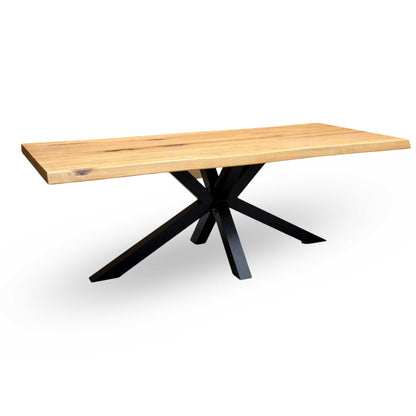 Bodahl ‘Njord’ 1 Oil Solid Oak Raw Edge 220cm Dining Table with Metal Star Base