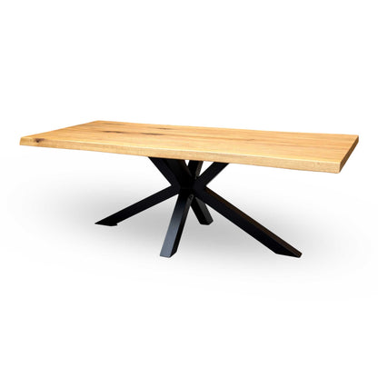 Bodahl ‘Njord’ 1 Oil Solid Oak Raw Edge 220cm Dining Table with Metal Star Base