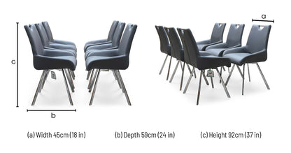 'Nadal' Grey Faux Leather Set of 6 Swivel Dining Chairs