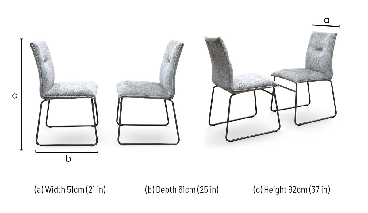 Connubial ‘Maya’ Syt -Enil Sand Beige Fabric Pair of Lava Metal Leg Dining Chairs