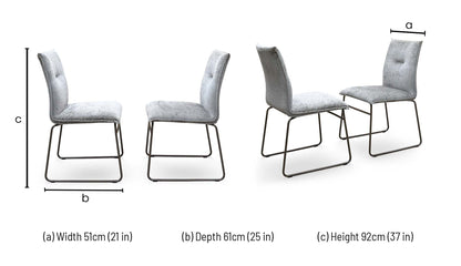 Connubial ‘Maya’ Syt -Enil Sand Beige Fabric Pair of Lava Metal Leg Dining Chairs
