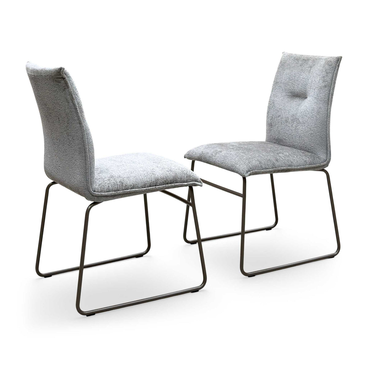 Connubial ‘Maya’ Syt -Enil Sand Beige Fabric Pair of Lava Metal Leg Dining Chairs