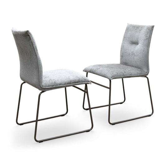 Connubial ‘Maya’ Syt -Enil Sand Beige Fabric Pair of Lava Metal Leg Dining Chairs