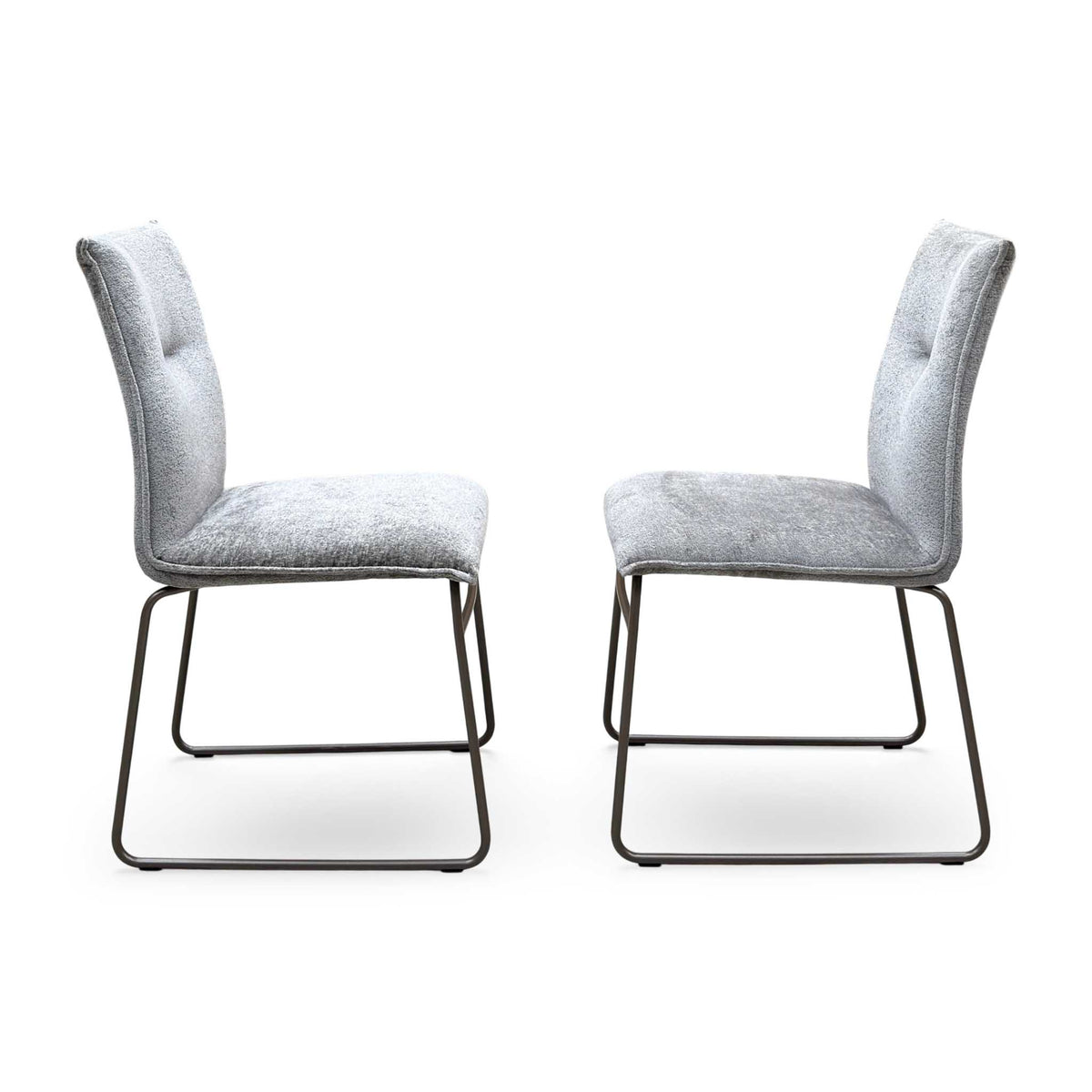Connubial ‘Maya’ Syt -Enil Sand Beige Fabric Pair of Lava Metal Leg Dining Chairs