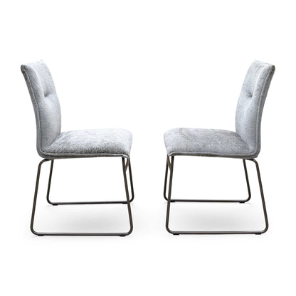 Connubial ‘Maya’ Syt -Enil Sand Beige Fabric Pair of Lava Metal Leg Dining Chairs