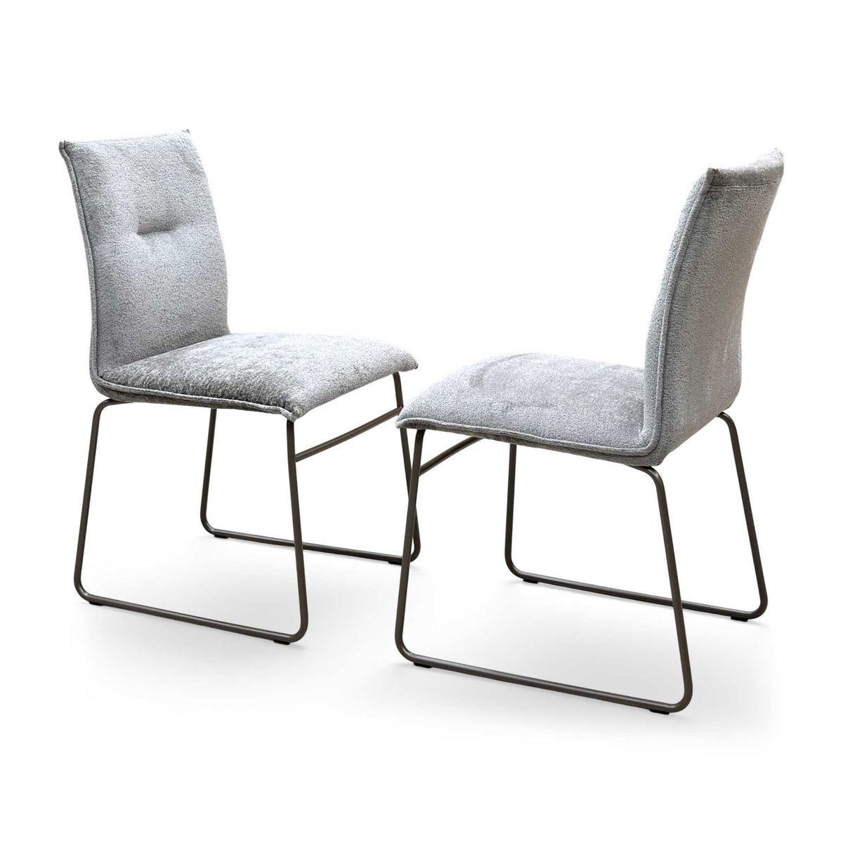 Connubial ‘Maya’ Syt -Enil Sand Beige Fabric Pair of Lava Metal Leg Dining Chairs