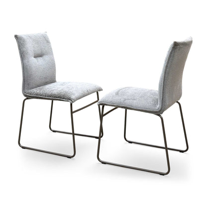 Connubial ‘Maya’ Syt -Enil Sand Beige Fabric Pair of Lava Metal Leg Dining Chairs