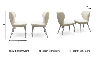 ‘Elegante’ Ivory White Faux Leather Pair of Dining Chairs