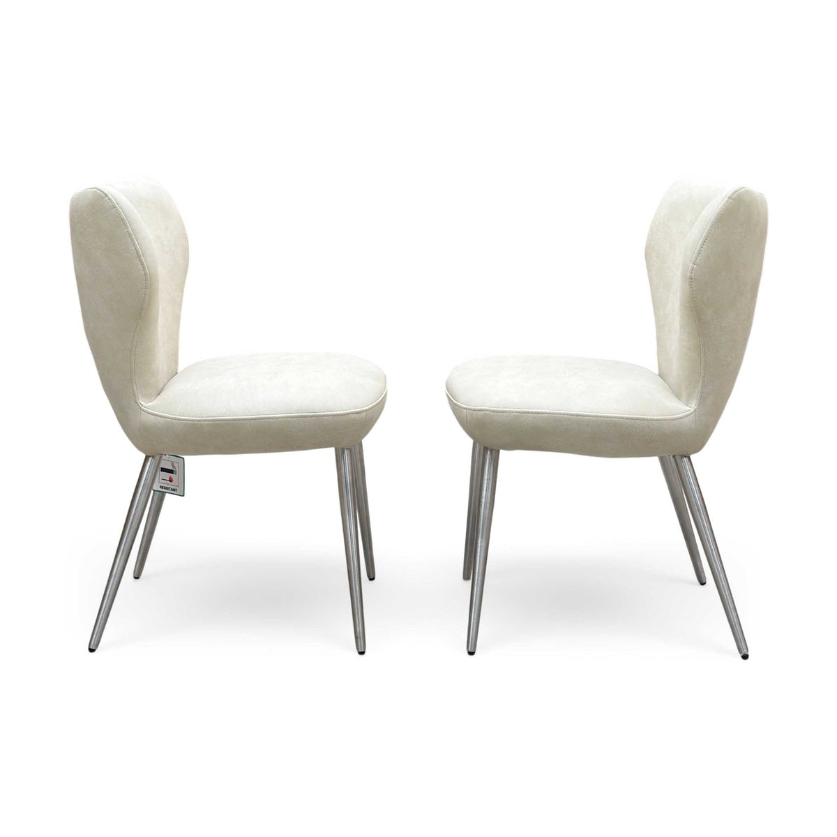 ‘Elegante’ Ivory White Faux Leather Pair of Dining Chairs