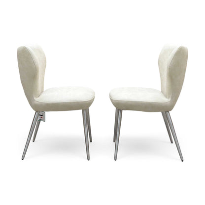 ‘Elegante’ Ivory White Faux Leather Pair of Dining Chairs
