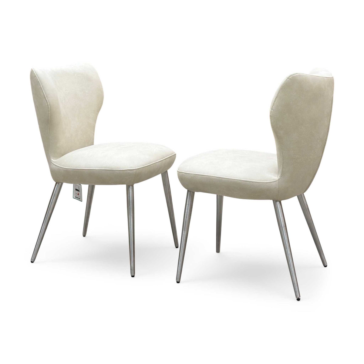 ‘Elegante’ Ivory White Faux Leather Pair of Dining Chairs