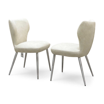 ‘Elegante’ Ivory White Faux Leather Pair of Dining Chairs