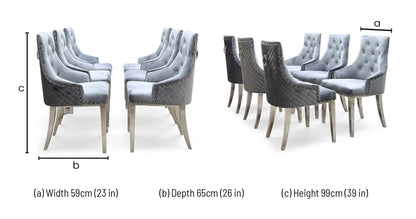 'Dolce' Grey Velvet Fabric Set of 6 Dining Chairs