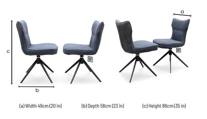 ‘Carrera' Dark Grey Fabric Pair of Swivel Dining Chairs