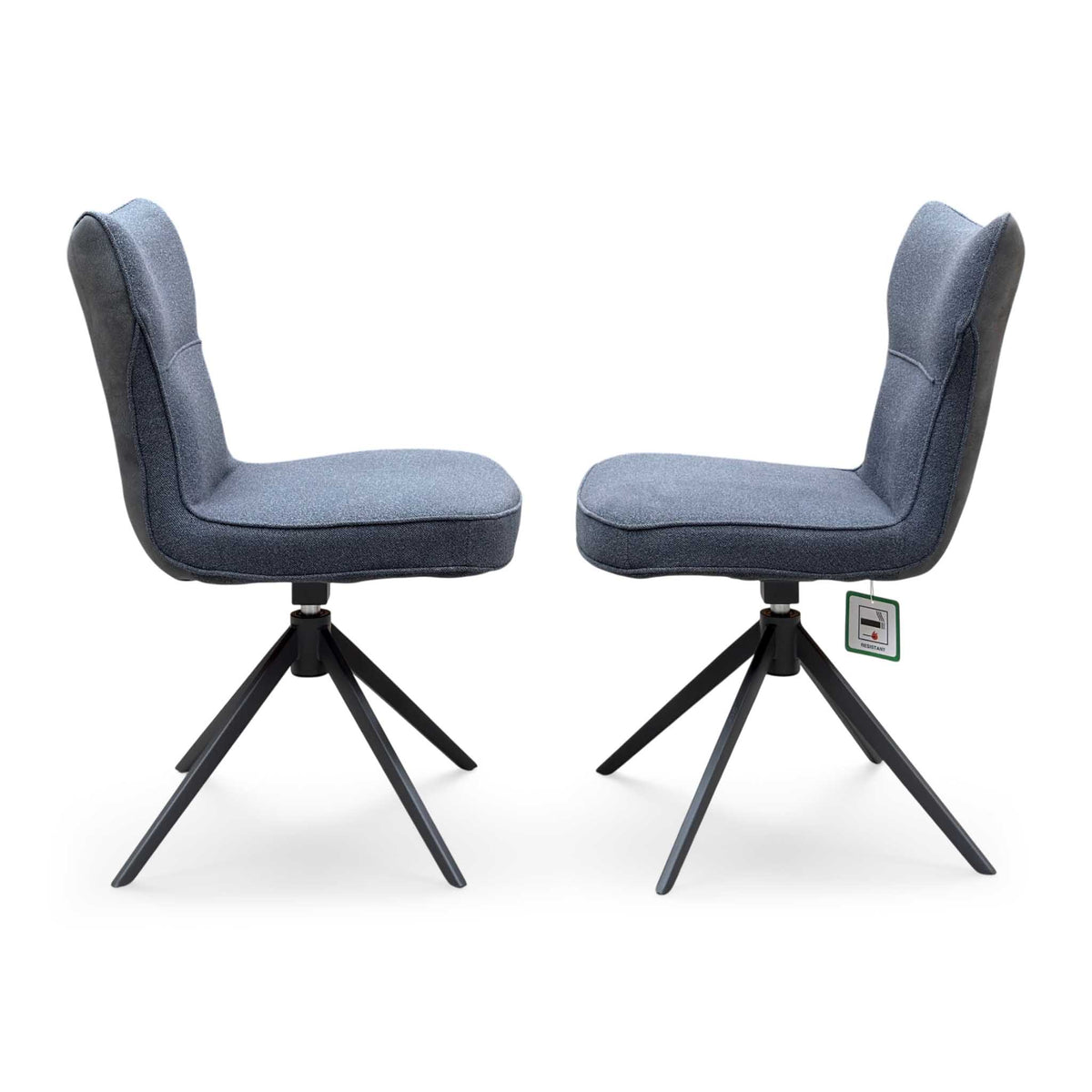 ‘Carrera' Dark Grey Fabric Pair of Swivel Dining Chairs