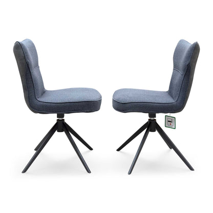 ‘Carrera' Dark Grey Fabric Pair of Swivel Dining Chairs