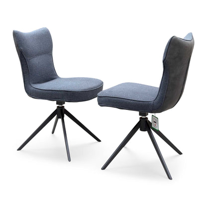 ‘Carrera' Dark Grey Fabric Pair of Swivel Dining Chairs