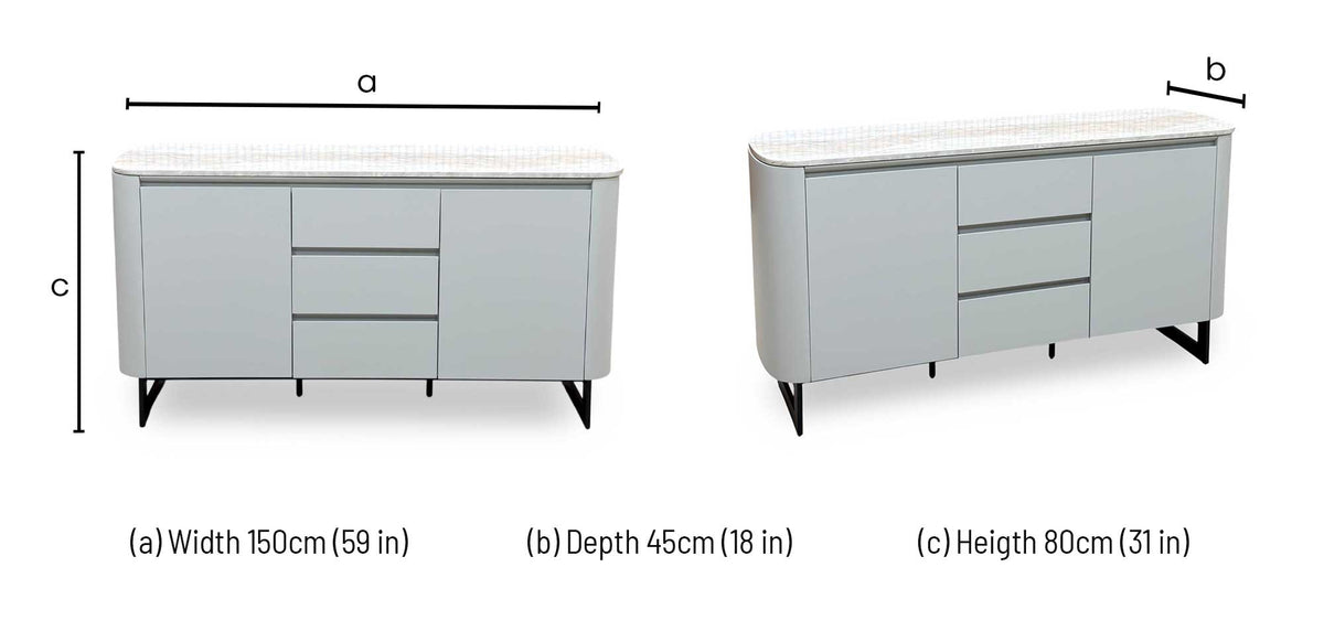 ‘Germain’ Marble Top 2 Door 3 Drawer Sideboard