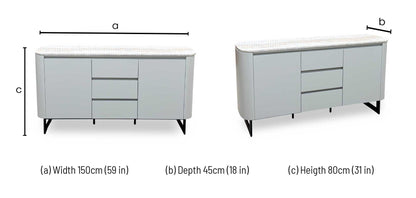 ‘Germain’ Marble Top 2 Door 3 Drawer Sideboard