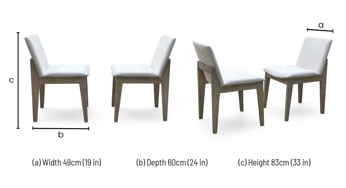 ‘Falun’ Light Grey Fabric Set of 2 Dining Chairs