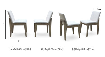 ‘Falun’ Light Grey Fabric Set of 2 Dining Chairs