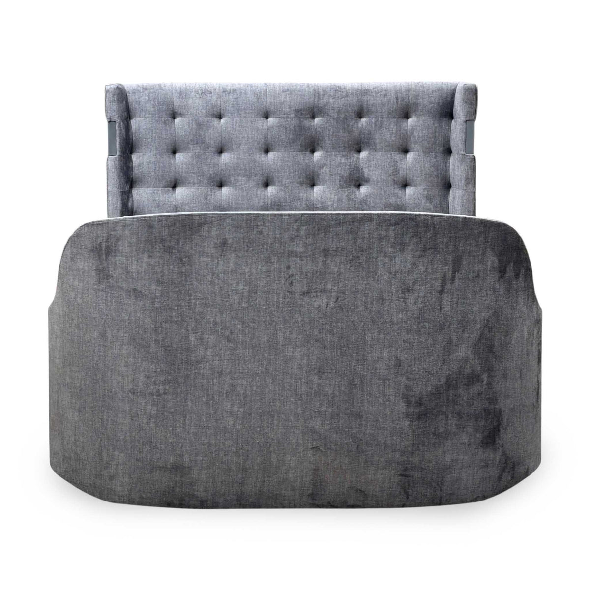 'Sonic' Dark Grey Velvet Fabric Smart Electric End Lift Ottoman TV Bed Frame with Dolby Atmos - King