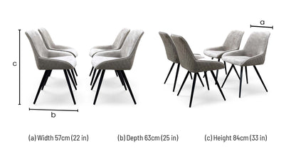 'Saigon' Granite Grey Velvet Fabric Set of 4 Dining Chairs