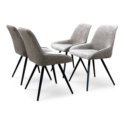 'Saigon' Granite Grey Velvet Fabric Set of 4 Dining Chairs