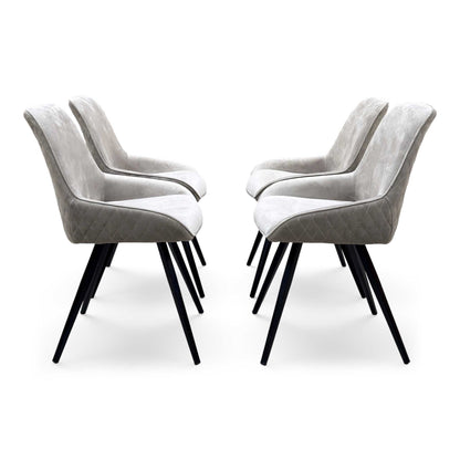 'Saigon' Granite Grey Velvet Fabric Set of 4 Dining Chairs