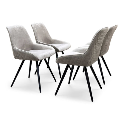 'Saigon' Granite Grey Velvet Fabric Set of 4 Dining Chairs