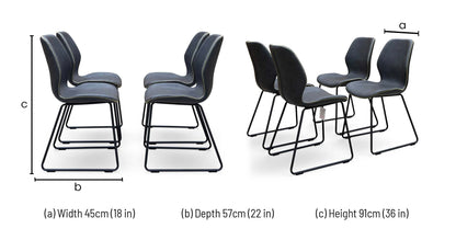 'Matteo' Dark Grey Faux Leather Set of 4 Ski Leg Dining Chairs