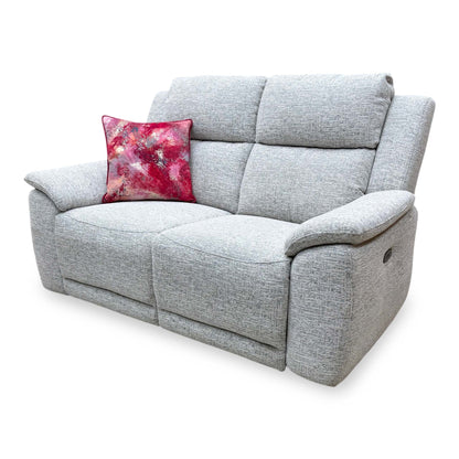 ‘Utah’ Stone Grey We-0102 Woven Fabric 2 Seater Power Recliner Sofa