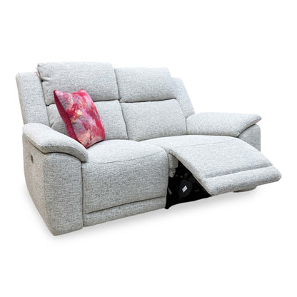 ‘Utah’ Stone Grey We-0102 Woven Fabric 2 Seater Power Recliner Sofa