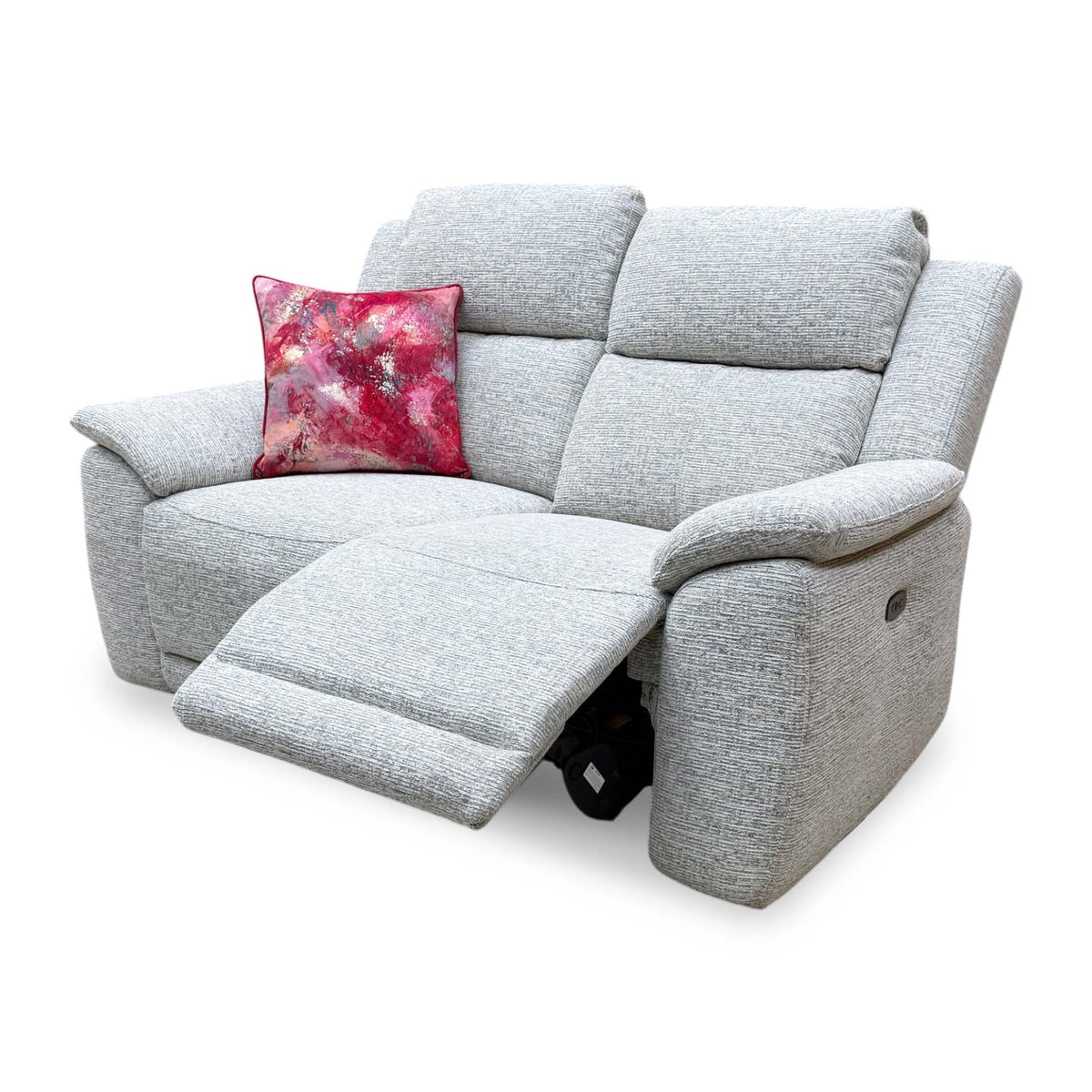 ‘Utah’ Stone Grey We-0102 Woven Fabric 2 Seater Power Recliner Sofa