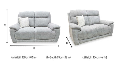 'Sloane' Hopsack Dove Grey Woven Fabric 2 Seater Sofa