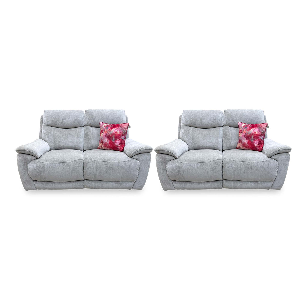 'Sloane' Hudson Mist Grey Fabric 2 + 2 Seater Power Recliner Sofa Set