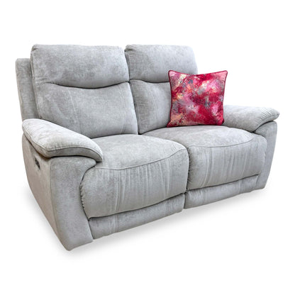 ‘Sloane’ Hudson Mist Grey Fabric 2 Seater Power Recliner Sofa